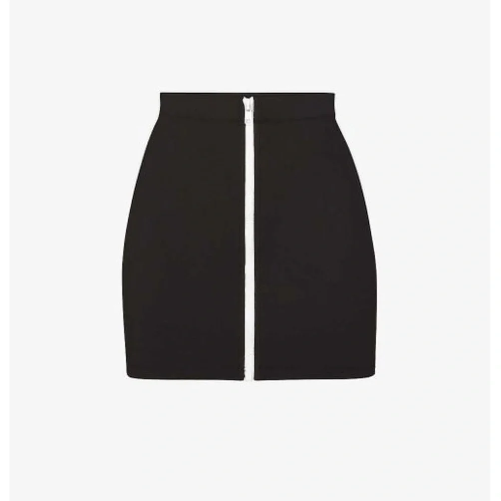 SKIMS sporty zipper swim mini skirt black p1.